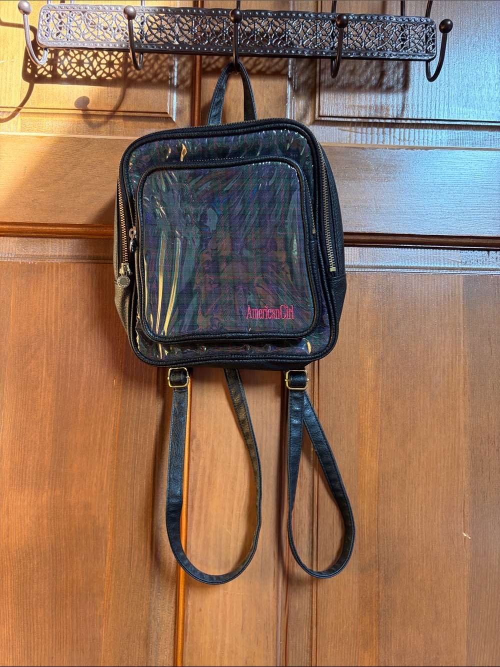 American Girl Black Iridescent Clear-Front Mini Backpack